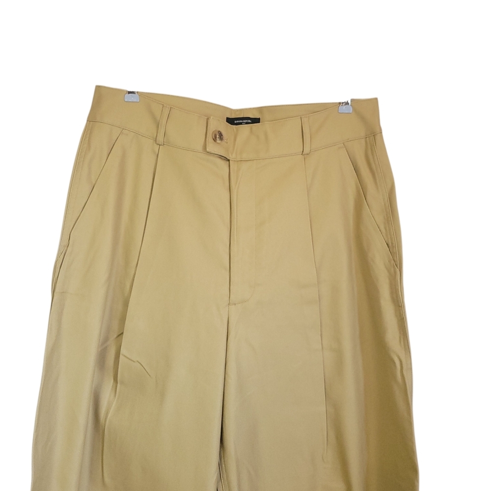 Banana Republic Wide Leg Trouser Pants Sz 12 Khaki Twill High Rise Quiet Luxury - Picture 4 of 12